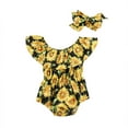 thumbnail image 1 of ITFABS Girls Summer Clothes Set Sun Flower Off Shoulder Ruffle Romper+Headband, 1 of 5