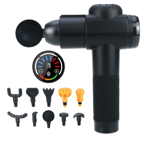 Deep Tissue Massage Gun with 10 Attachments - 7-Speed Percussion Massager for Muscle Pain Relief, Handheld Electric Therapy for Athletes & Active Lifestyles (Black)