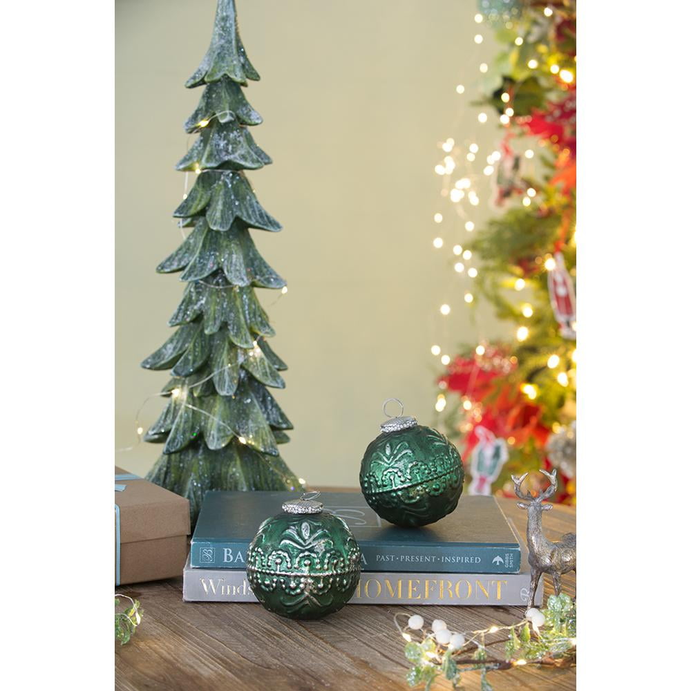 Set of 6 Glass Christmas Ball Ornaments with Aluminium Accent by Riccardo Tree Decor