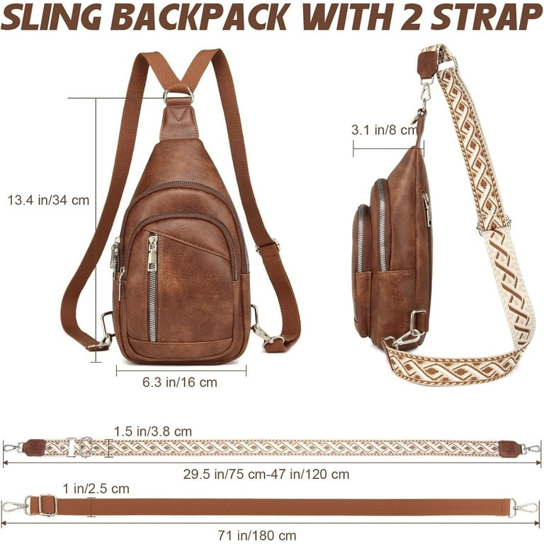 Sling Bag Crossbody Backpack - 2 in 1 Leather Cross Body Bag  display picture 1