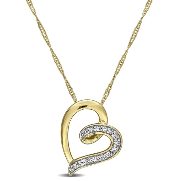 Everly Women's Diamond Accent 10k Yellow Gold Heart Pendant with Chain