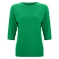 thumbnail image 5 of Fiaer Women's Sweater 3/4 Sleeve Oversized Knitted Pullover Crew Neck Trendy Casual Baggy Lightweight Black Tops Green XL, 5 of 7