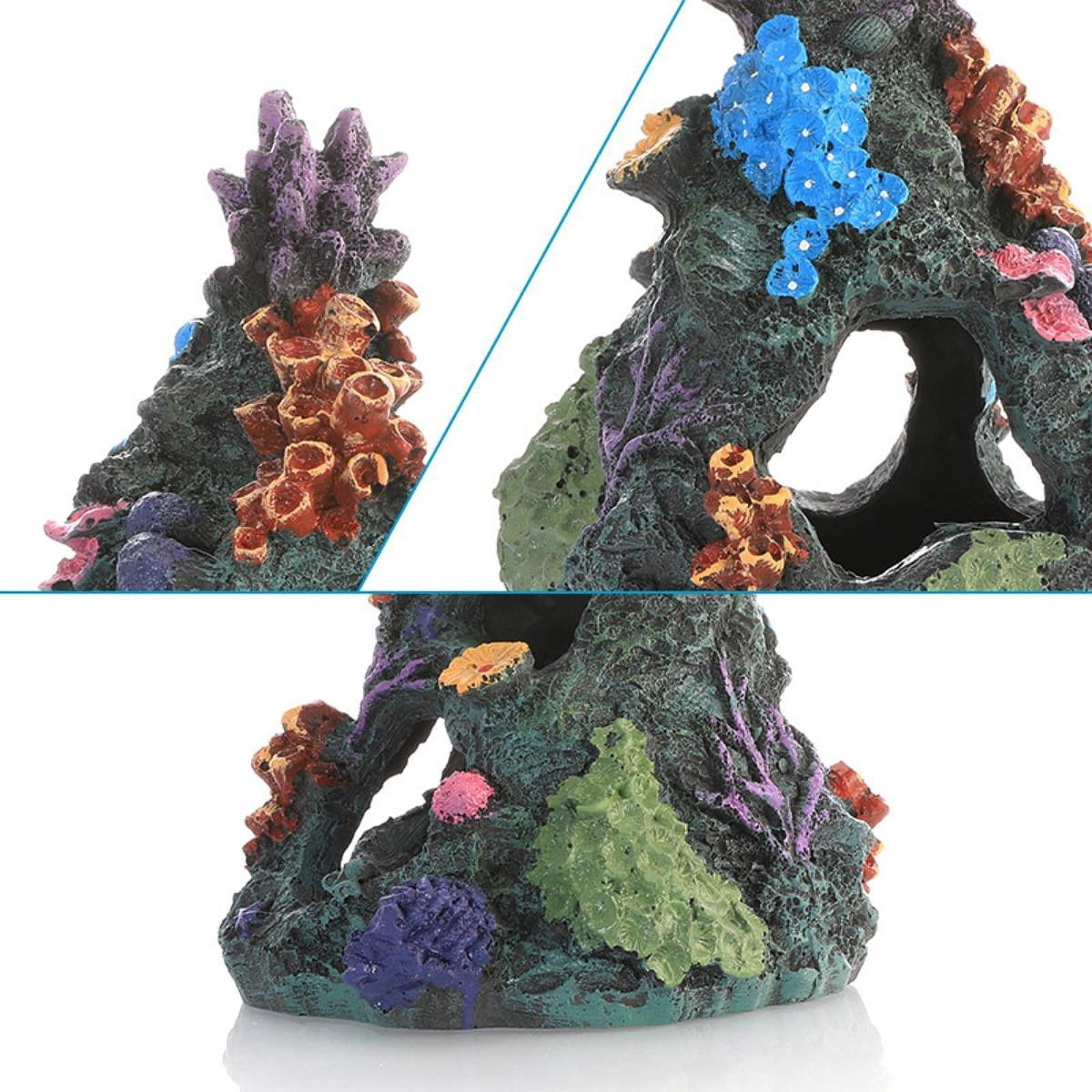 Zxpjkyu Resin Aquarium Coral Cave Fish Hiding Cave Hideaway Landscape Decor Resin Coral