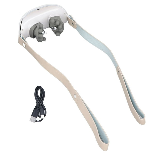 Neck Massager Relieve Muscle Pain Portable Rechargeable Kneading Hot Compress Neck Massager for Home Use White
