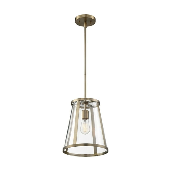 Nuvo Lighting Bruge 1-Light Pendant Fixture Burnished Brass Finish with Clear Glass - N/A