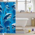 thumbnail image 3 of Manfei 3D Sea Shark Shower Curtain 72Wx78L, Horror Ocean Animal Bath Curtain, Deep Blue, 3 of 5