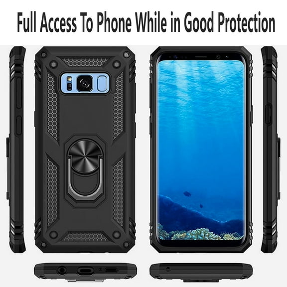 Samsung Galaxy S8 Case, STARSHOP Drop Protection Ring Kickstand Cover- Black