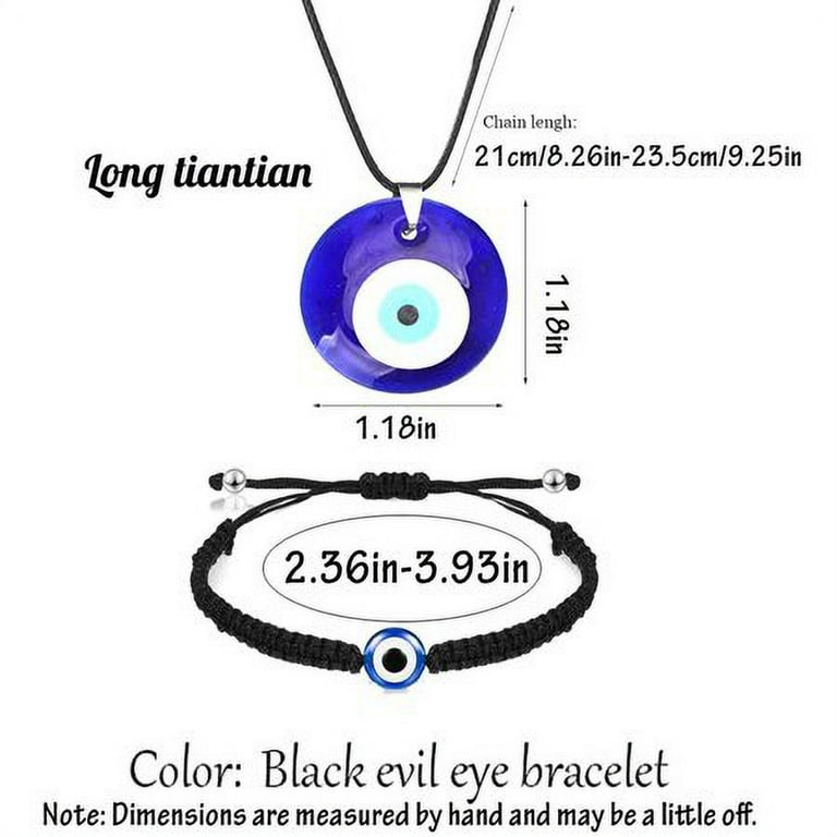 Evil Eye Pendant Necklace Bracelet Set for Women Turkish Lucky