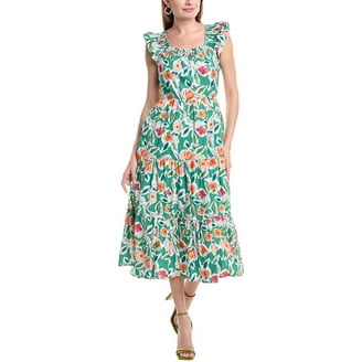english factory linen cotton ric rac midi dress Pink Contrast Ric Rac Detail Multi Tiered Midi Dress – SSYS main image 1