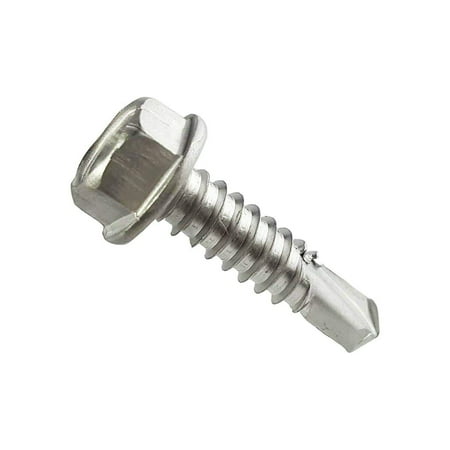 

#14 x 4 Hex Washer Head Self Drilling Tek Screws Stainless Steel 410 Qty 25