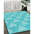 thumbnail image 3 of Ahgly Company Machine Washable Indoor Rectangle Transitional Bright Turquoise Blue Area Rugs, 4' x 6', 3 of 7