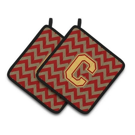 

Letter C Chevron Garnet & Gold Pair of Pot Holders