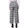 thumbnail image 3 of INSPIRE CHIC Plaid Pants for Women Business Casual Back Elastic Waist Straight Slacks Work Trousers with Pockets XL Plaid Black White, 3 of 6