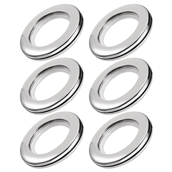 Unique Bargains Curtain Grommets Plastic 1.5 Inch Inner Dia Drapery Eyelet Rings for Window Curtain Rods Silver Tone 6 Pcs