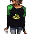 thumbnail image 2 of Yteetum Women's St Patrick's Day T Shirts Top Oversized Crewneck Glitter Luckys Irish Shamrocks Paddy's Day Graphic Print Long Sleeve Shirt Womens Casual Plus Size Round Neck Loose Fits Comfy Tees, 2 of 9
