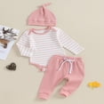 thumbnail image 3 of Baby Clothes Set  Romper with Long Sleeve Striped Pants and Hat, 3 of 9