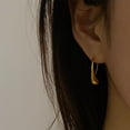 thumbnail image 2 of Lightweight Teardrop Gold Hoop Earrings for Women - Chunky 14k Gold Plated Pull Through Earrings Huggie High Polished Statement Jewelry Gift for Women trendy Black, 2 of 6