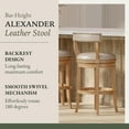thumbnail image 5 of Maven Lane Alexander Bar Stool, Weathered Oak Finish w/ Avanti Bone Vegan Leather, 5 of 8
