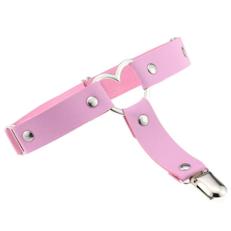 

2pcs Adjustable Women Sexy Elasticity Leg Garter Belts Punk Thigh Garter Metal Clip pink
