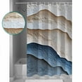 thumbnail image 3 of Small Stall Shower Curtain 48x72 Inch Narrow Half Size Blue Beige Bath Curtains Bathroom Decor Modern Coastal Wave Abstract Art Waterproof Fabric Shower Curtain Set with Hooks 48 Inch, 3 of 6