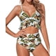 thumbnail image 1 of Women Two Piece Swimsuits High Waisted Ruffle Flounce Bikini V Neck Tummy Control Bathing Suit Green Leaves (M WD.WDQZL ropa, 1 of 6