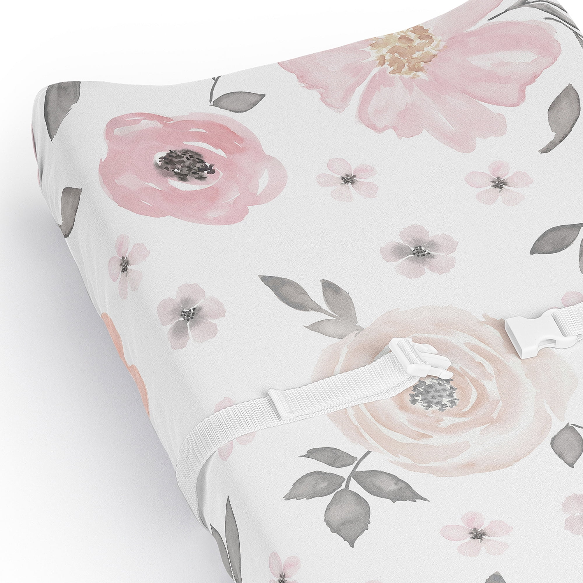 Sweet Jojo Designs Watercolor Floral Pink and Grey Changing Pad Cover Sheet