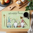 thumbnail image 2 of Happy Easter Placemats Set of 12, Cute Gnomes Eggs Spring Daisy Flowers Green Placemats for Dining Table, Place Mats for Kitchen Tabletop, Waterproof Wipeable Dining Table Mats Set, 2 of 9