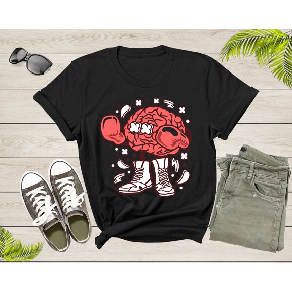 Boxer Brain Tshirt Fighter Boxing with Gloves and Shoes Men Women T-Shirt Boxing Lover Gift for Men Women Kids Teens Boys Girls Shirt