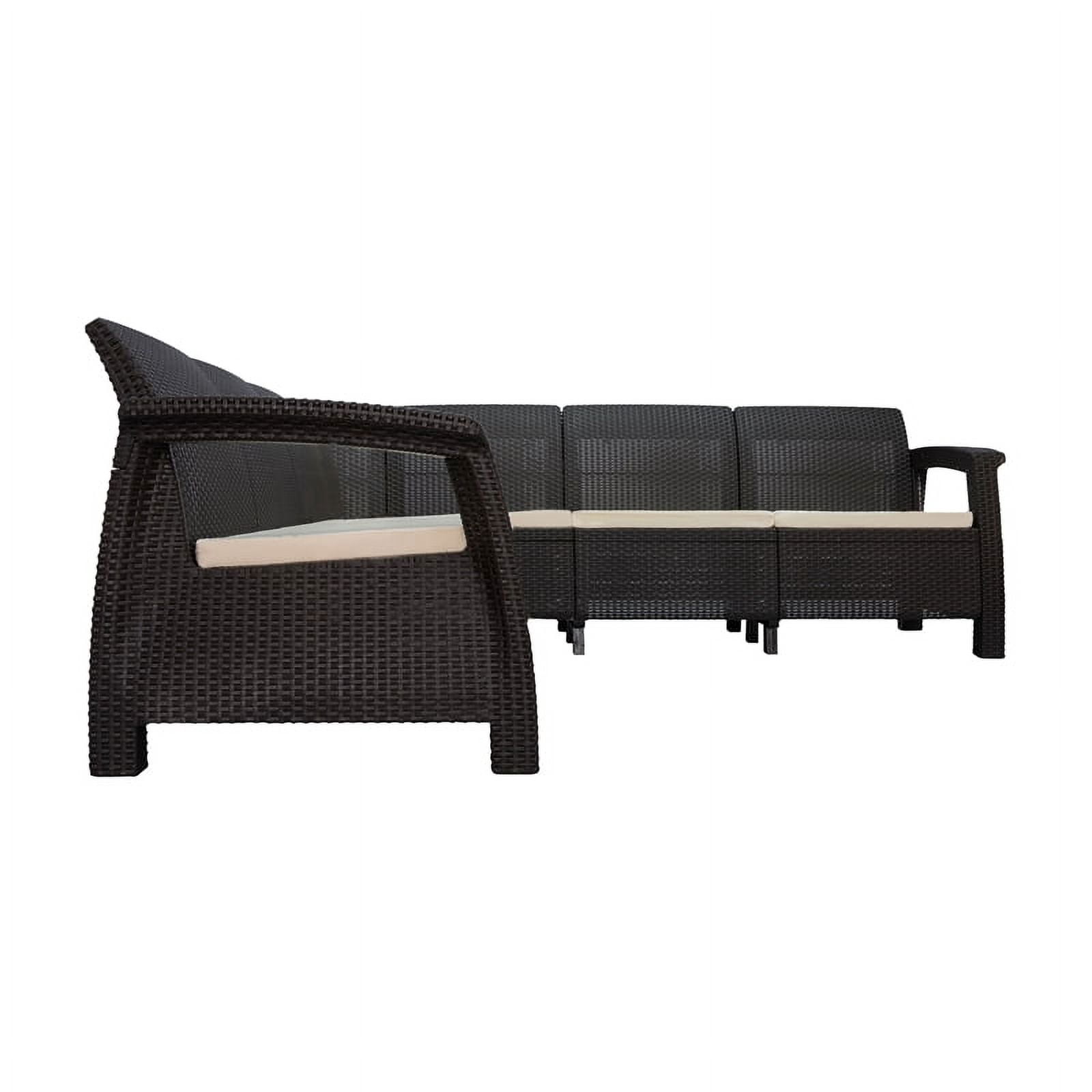 MQ Ferrara Stay L-Shaped Outdoor Sofa Patio Conversation Set, Espresso