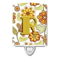 thumbnail image 1 of Carolines Treasures CJ2003-RCNL Letter R Floral Mustard & Green Ceramic Night Light, 1 of 1