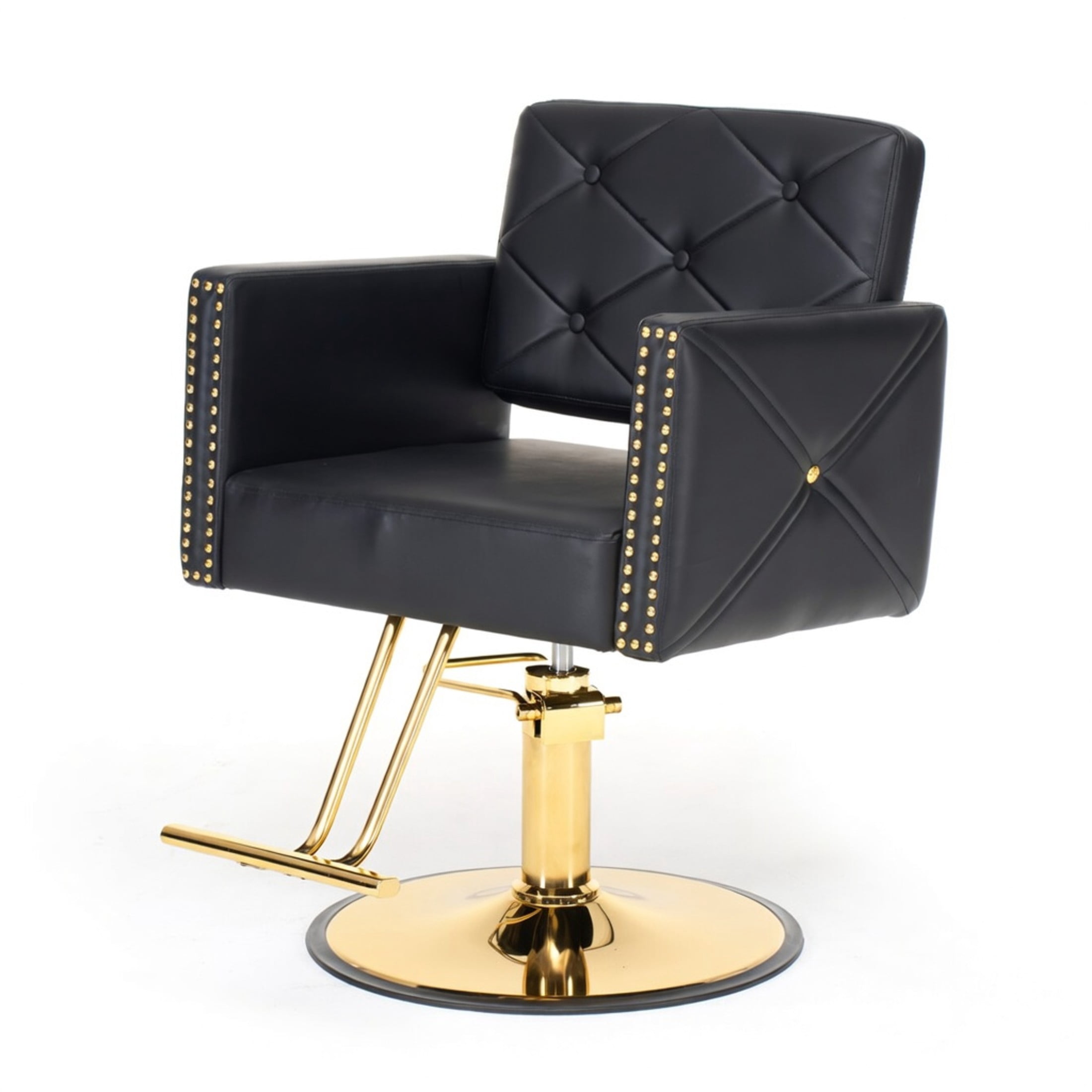 Noble House Heavy Duty Barber Chair, 360° Swivel Salon Chair with Hydraulic Pump, Black + Gold