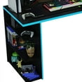 thumbnail image 6 of Madesa 2-Piece Desk and Ladder Shelf Set: 53" Gaming Desk with Cable Management + 24" 5-Tier Ladder Shelf for Storage, Office, Gaming and Study – Black/Blue, 6 of 9