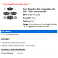 thumbnail image 2 of Front Brake Pad Set - Compatible with 2001 - 2005 Mercury Sable 2002 2003 2004, 2 of 2