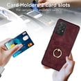 thumbnail image 6 of Fit for Samsung Galaxy A52 5G/4G Case Card Pocket 360° Rotatable Ring Holder Kickstand, Shockproof Drop Resistant PU Leather Soft TPU Back Protective Phone Case For Samsung Galaxy A52 5G/4G, Winered, 6 of 8