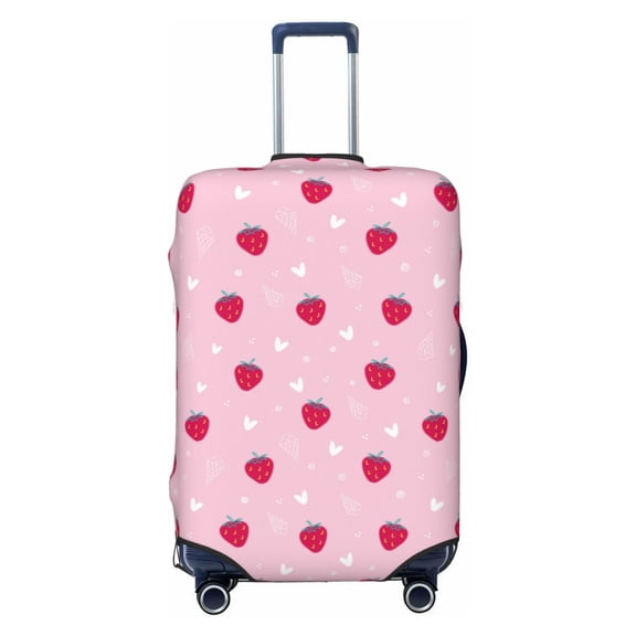Picia Strawberry And Heart Luggage Protector Cover Thicken Suitcase Protector Cover Fit 18-32 Inch Luggage-Small