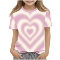 thumbnail image 2 of Jinhomg Girls 3/4 Sleeve Shirts Cute Heart Graphic Tunic Tops Loose Fit Comfy Crew Neck Summer Blouses Casual Daily Wear White 11 Years, 2 of 5