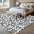 thumbnail image 4 of Blue Floral Area Rugs 5x7 ft Vintage Spring Flower Bohemian Blue Flowers Leaf Washable Rug Non Slip Indoor Carpet Absorbent Floor Mat for Living Room Bedroom Dining Room, 4 of 9