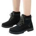 thumbnail image 4 of Black Booties TKYCMSUAKI Women's Combat Boots Work Waterproof Hiking Riding Booties Lace up Low Heel Booties Ankle Boots, 4 of 4
