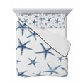 thumbnail image 7 of Quilts Full Size Bedding Set, Navy Blue Starfish Coastal Lightweight Quilted Comforter, Summer Beach Nautical Ocean Soft Reversible Bedspread Coverlet with Pillow Covers for All Season, 78" x 90", 7 of 7
