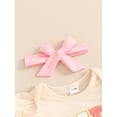 thumbnail image 5 of Bagilaanoe 3pcs Newborn Baby Girl Pants Set Letter Short Sleeve Romper Tops + Flare Trousers + Headband 3M 6M 12M 18M Infant Casual Clothes, 5 of 7