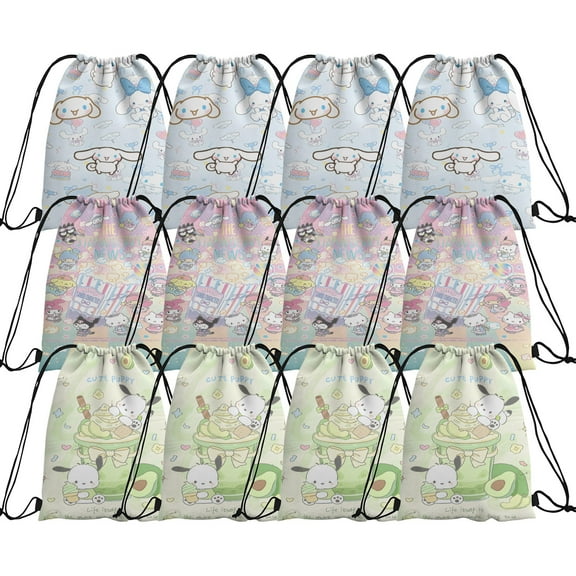 12 Packs Drawstring Bag, Reusable Non-Woven Gift Backpacks Goodie Favor Bags for TV show fans Birthday Party Decorations