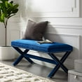 thumbnail image 2 of Modway Rivet Contemporary Modern Upholstered Velvet X-Base Accent Bench With Nailhead Trim In Navy, 2 of 4