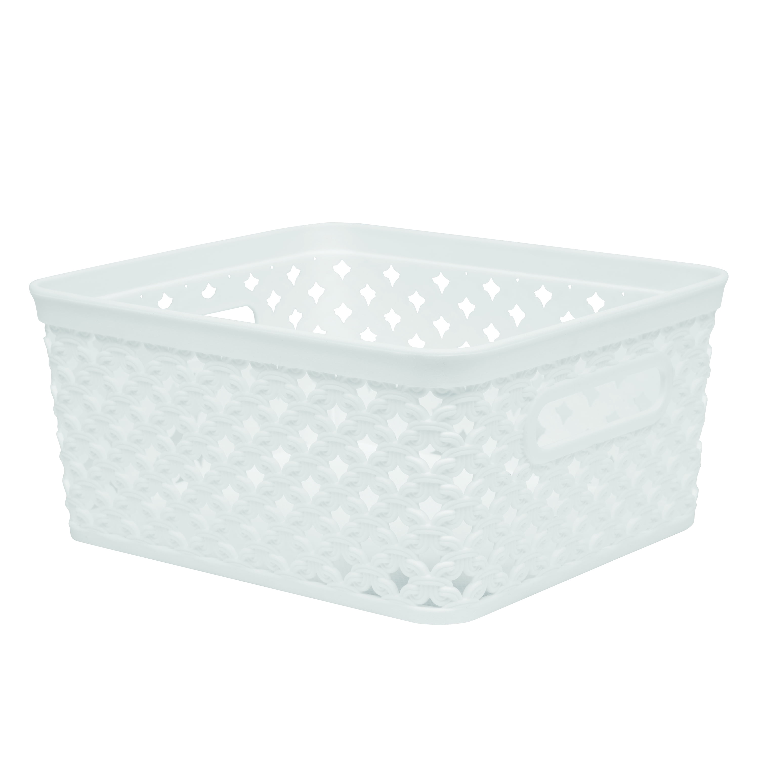 Mianstays Medium Knot Deco Plastic Storage Bins White