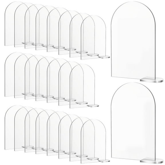 Clear Acrylic Arch Sign, 25 Packs Blank Acrylic Number Signs with Stand, DIY Reception Sign for Table Numbers, Weddings, Parties, Events, Restaurants