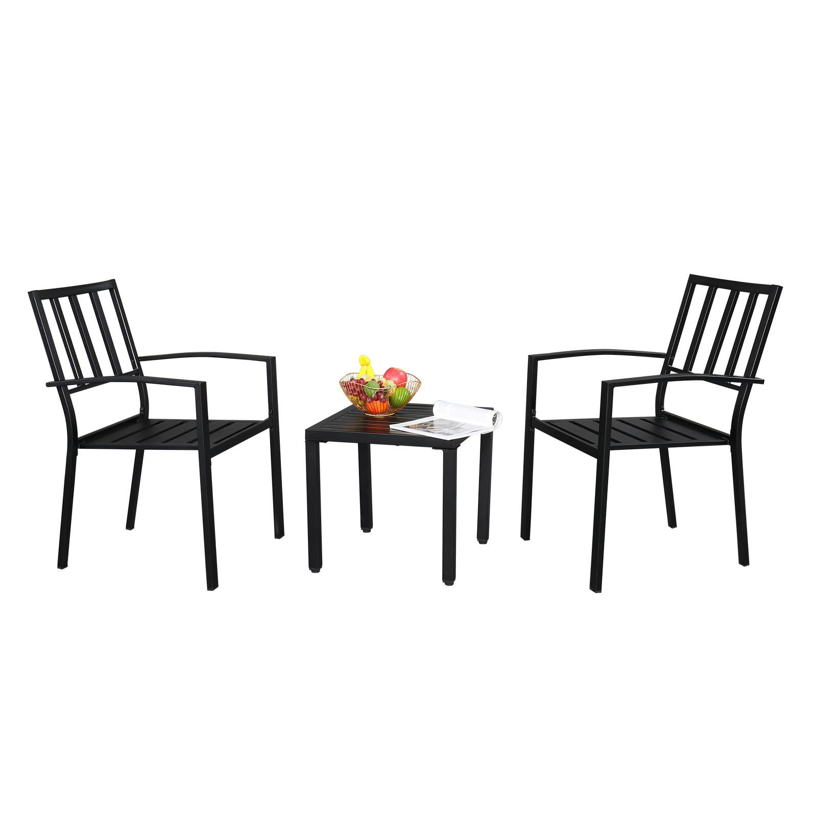 Winado Patio Chairs Dining Set of 3 Wrought Iron Patio Furniture