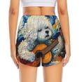 thumbnail image 2 of Lsque Dog Guitar Starry Night Printed Women's Running Shorts with Liner Pockets,Elastic Quick Dry Workout Athletic Gym Yoga Shorts,Womens High Waist Shorts-, 2 of 9