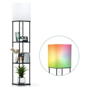Floor Lamp with Shelves, LED Modern Smart Floor Lamp with 3 Color Temperature & Stepless Dimmable, Standing Floor Lamps for Living Room, Bedroom, Office, Compatible with Alexa & Home