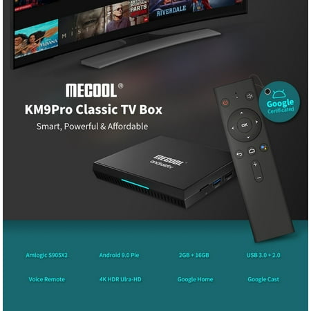 Android 9.0 TV Box - MECOOL KM9Pro Classic Voice Control TV Box Google Certificated Amlogic S905X2 / Android 9.0 ATV / 2GB DDR3 + 16GB EMMC / 100Mbps / BT4.0 / USB3.0 / OTA Update /