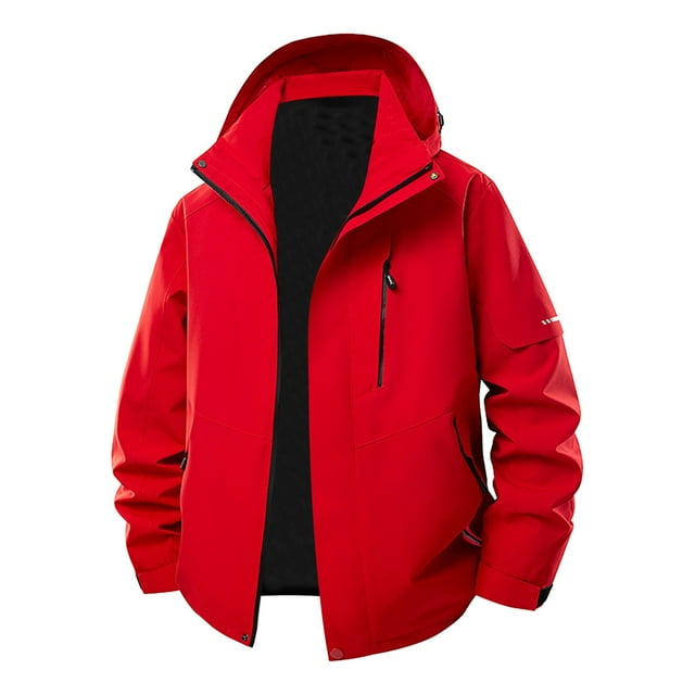 Gpaecead Vestes de Randonnée pour Hommes Couleur Unie Escalade de Plein Air Sport Course Poche Fermeture Éclair Manches Longues à Capuche Coupe-Vent de Plein Air