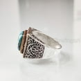 thumbnail image 6 of Blue Copper Turquoise Mans Ring, Natural Turquoise Ring, Oxidized Two Tone, 925 Silver Ring, Birthday Gift, Heavy Mens Ring, Arabic Design, Ottoman Style Ring, Christmas, Turkey Mens Signet Ring, 6 of 8